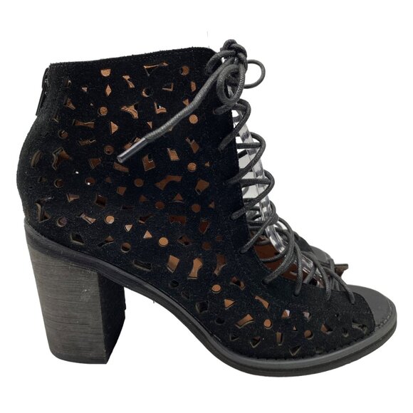 Jeffrey Campbell Shoes - Jeffrey Campbell Cors Daisy Black Suede Cut-Out Lace-Up ankle booties Size 7.5